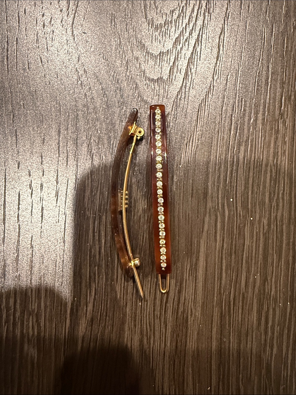 Rhinestone Embellished Tortoiseshell Hair Barrette Set